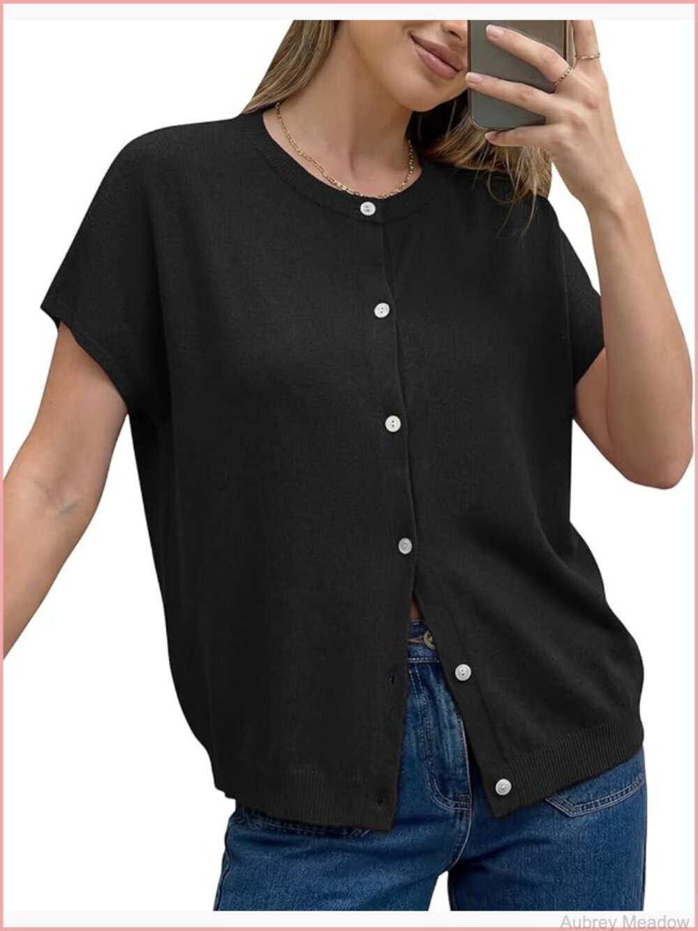 Women's Wool Blend Oversized Short Sleeve Cardigan
